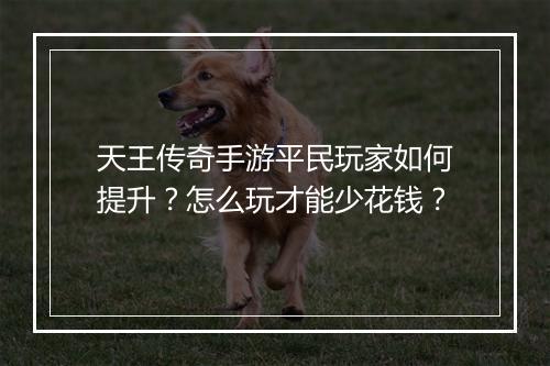 天王传奇手游平民玩家如何提升？怎么玩才能少花钱？