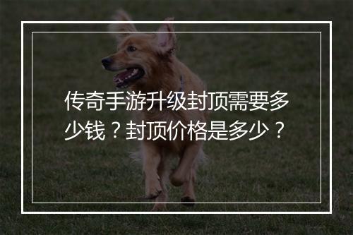 传奇手游升级封顶需要多少钱？封顶价格是多少？