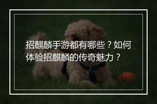 招麒麟手游都有哪些？如何体验招麒麟的传奇魅力？