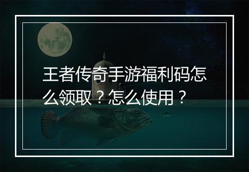 王者传奇手游福利码怎么领取？怎么使用？