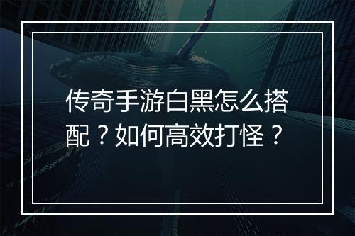传奇手游白黑怎么搭配？如何高效打怪？