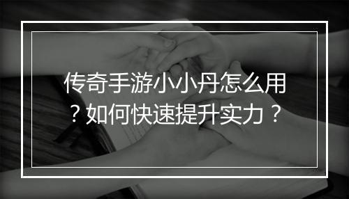传奇手游小小丹怎么用？如何快速提升实力？