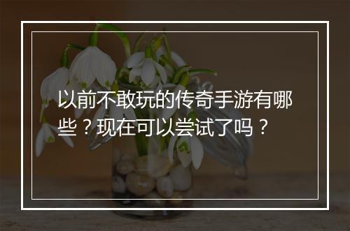 以前不敢玩的传奇手游有哪些？现在可以尝试了吗？