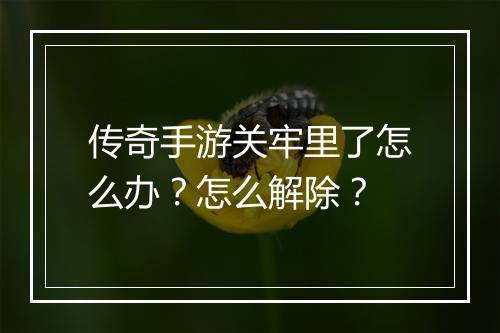 传奇手游关牢里了怎么办？怎么解除？