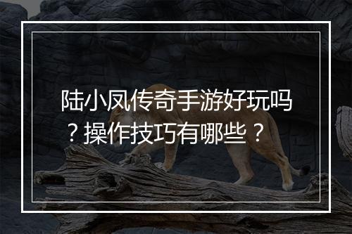 陆小凤传奇手游好玩吗？操作技巧有哪些？