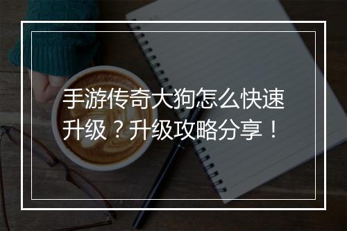 手游传奇大狗怎么快速升级？升级攻略分享！