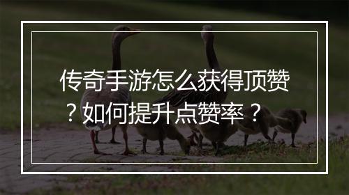 传奇手游怎么获得顶赞？如何提升点赞率？