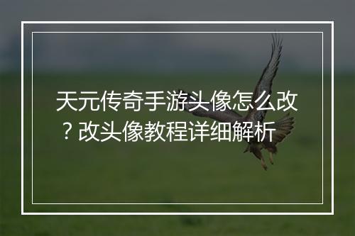 天元传奇手游头像怎么改？改头像教程详细解析