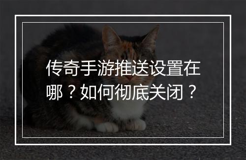传奇手游推送设置在哪？如何彻底关闭？