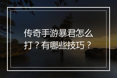 传奇手游暴君怎么打？有哪些技巧？