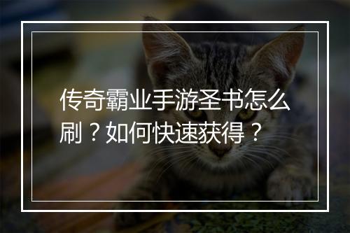 传奇霸业手游圣书怎么刷？如何快速获得？
