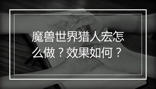 魔兽世界猎人宏怎么做？效果如何？