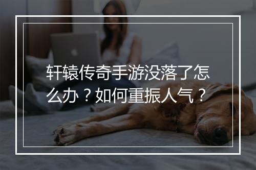 轩辕传奇手游没落了怎么办？如何重振人气？