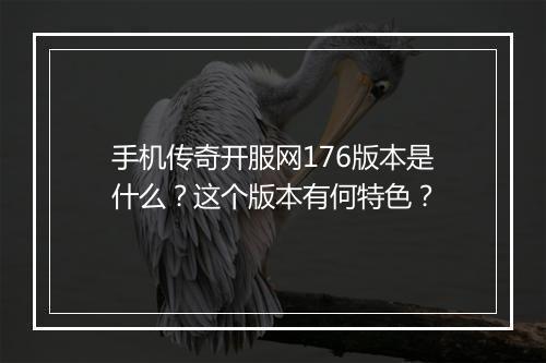 手机传奇开服网176版本是什么？这个版本有何特色？