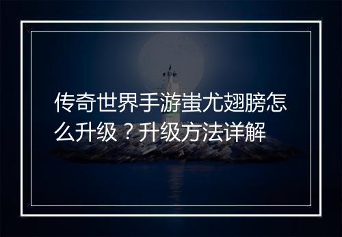 传奇世界手游蚩尤翅膀怎么升级？升级方法详解