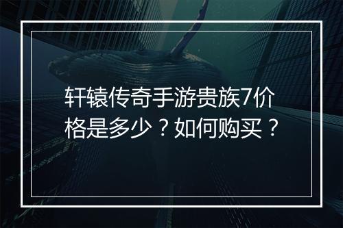 轩辕传奇手游贵族7价格是多少？如何购买？
