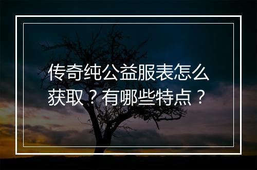 传奇纯公益服表怎么获取？有哪些特点？