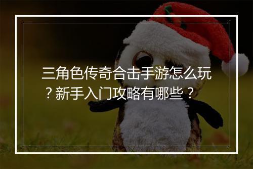三角色传奇合击手游怎么玩？新手入门攻略有哪些？