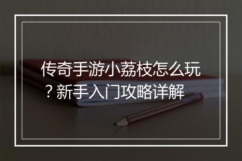 传奇手游小荔枝怎么玩？新手入门攻略详解