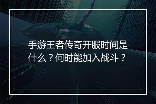 手游王者传奇开服时间是什么？何时能加入战斗？