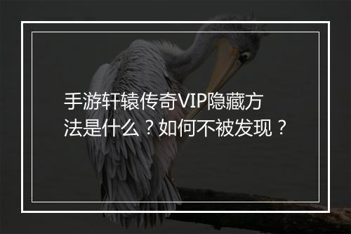 手游轩辕传奇VIP隐藏方法是什么？如何不被发现？