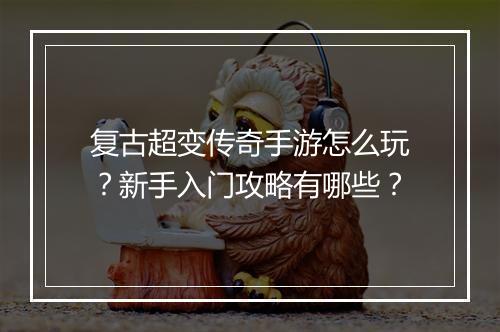 复古超变传奇手游怎么玩？新手入门攻略有哪些？