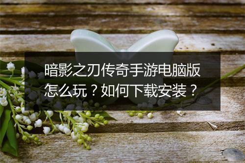 暗影之刃传奇手游电脑版怎么玩？如何下载安装？