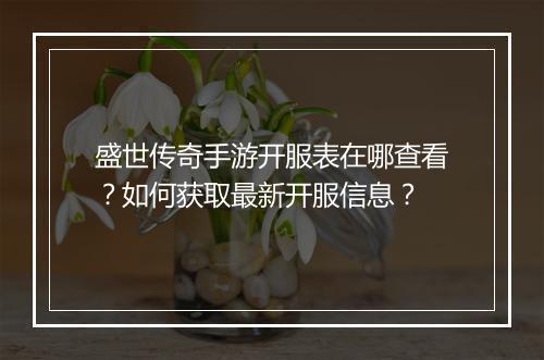 盛世传奇手游开服表在哪查看？如何获取最新开服信息？