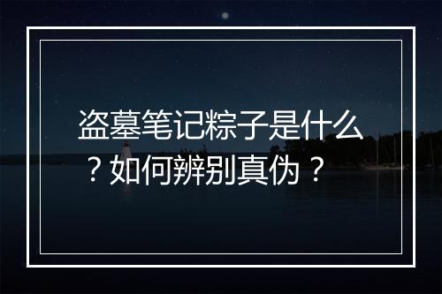 盗墓笔记粽子是什么？如何辨别真伪？