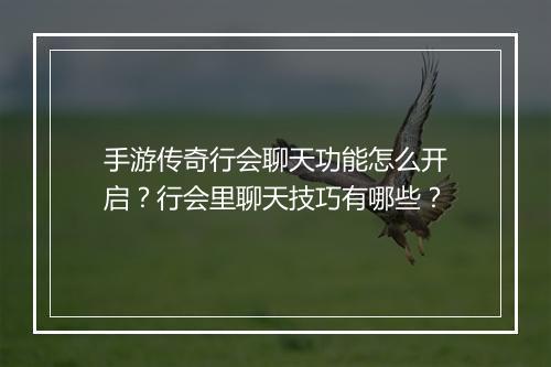 手游传奇行会聊天功能怎么开启？行会里聊天技巧有哪些？