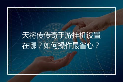 天将传传奇手游挂机设置在哪？如何操作最省心？