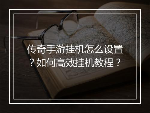 传奇手游挂机怎么设置？如何高效挂机教程？