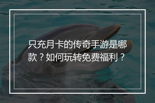 只充月卡的传奇手游是哪款？如何玩转免费福利？