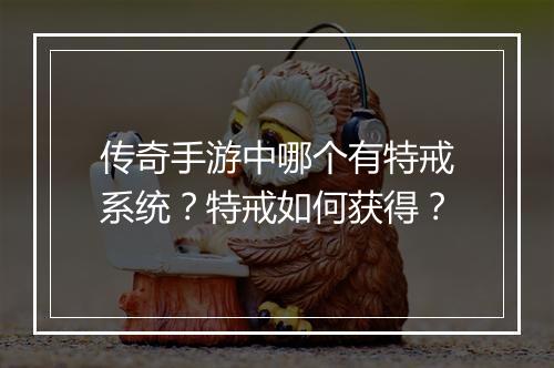 传奇手游中哪个有特戒系统？特戒如何获得？