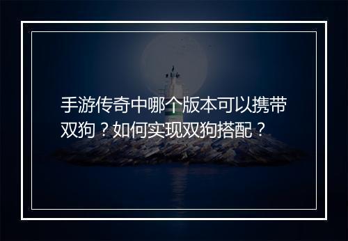 手游传奇中哪个版本可以携带双狗？如何实现双狗搭配？