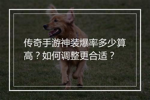 传奇手游神装爆率多少算高？如何调整更合适？