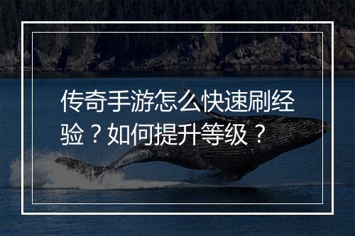 传奇手游怎么快速刷经验？如何提升等级？