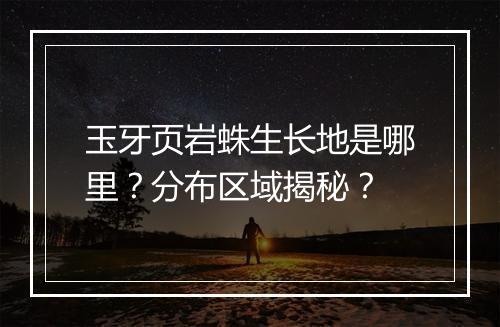 玉牙页岩蛛生长地是哪里？分布区域揭秘？