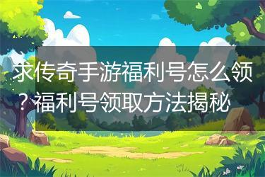 求传奇手游福利号怎么领？福利号领取方法揭秘