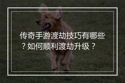 传奇手游渡劫技巧有哪些？如何顺利渡劫升级？