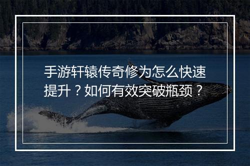 手游轩辕传奇修为怎么快速提升？如何有效突破瓶颈？