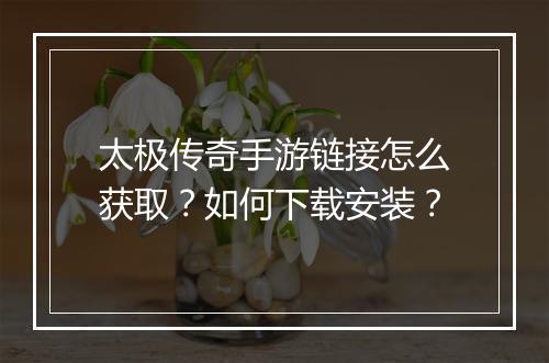 太极传奇手游链接怎么获取？如何下载安装？