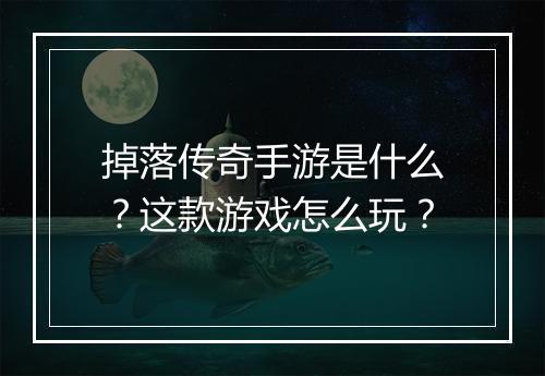 掉落传奇手游是什么？这款游戏怎么玩？