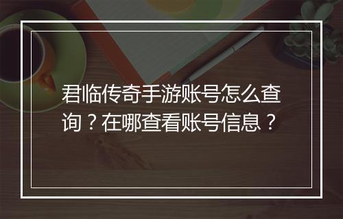 君临传奇手游账号怎么查询？在哪查看账号信息？