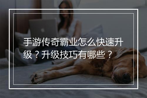 手游传奇霸业怎么快速升级？升级技巧有哪些？