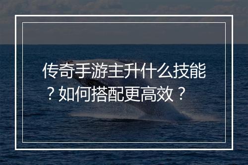 传奇手游主升什么技能？如何搭配更高效？