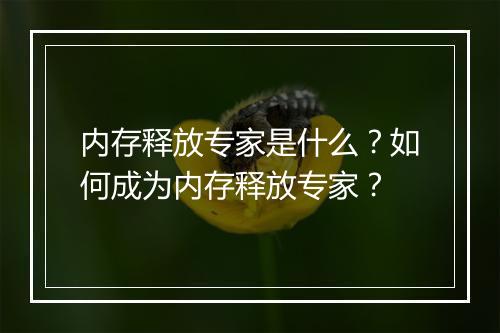 内存释放专家是什么？如何成为内存释放专家？