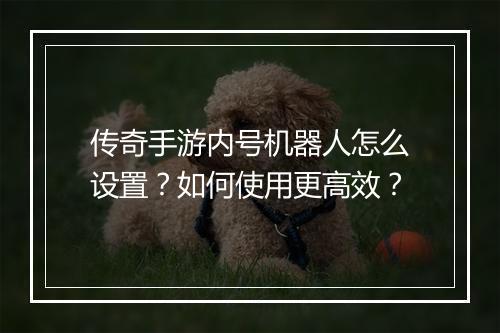 传奇手游内号机器人怎么设置？如何使用更高效？
