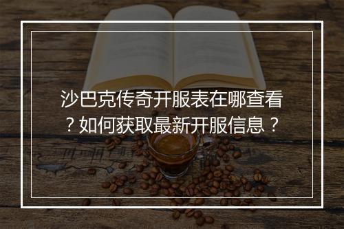 沙巴克传奇开服表在哪查看？如何获取最新开服信息？