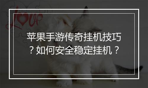 苹果手游传奇挂机技巧？如何安全稳定挂机？